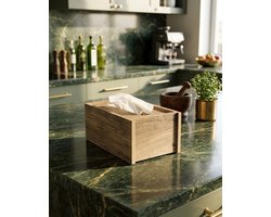 Luxe Houten Tissuebox Houder | Rechthoekige Peçetelik | Walnoot Look | Modern Design | Tissuehouder voor Woonkamer & Badkamer