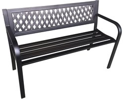 Luxe Houten Tuinbank met Stalen Poten - Weerbestendig Buitenmeubel