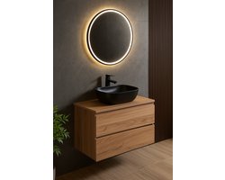 Luxe houten wastafelmeubel met keramische waskom – 60 cm