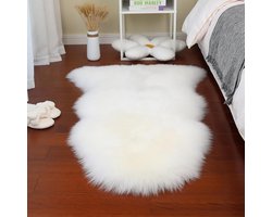Luxe Imitatie Schapenvacht Kleed Wit Zacht en Pluizig 60x90 cm