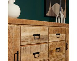 Luxe Industrieel Dressoir 200x40x80 cm – Massief Mangohout & Metaal – TV-Meubel & Opbergkast – Handgemaakt Design – Bruin – Novihome