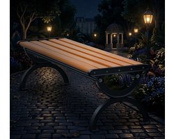 Luxe Industriële Tuinbank 120 cm Zonder Rugleuning – Weerbestendige Houten & Stalen Buitenbank met Armleuningen, 2-3 Personen, 30x20x10 cm Compact Ontwerp