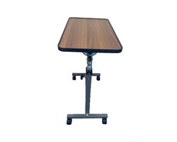 Luxe kantelbare bedtafel op wielen (verstelbaar) - Bruin - Stoeltafel Met Wielen En Met 90° Kantel Blad - Overbed Tafel Volledig Verstelbaar