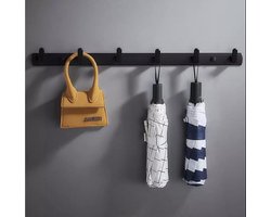 Luxe- Kapstok- 6-haaks- 55 cm- Mat Zwart- Handdoek rek- Jas rek - inclusief bevestigingsmateriaal