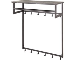 Luxe Kapstok Hangend 12 Haken - Wandkapstok Muur - Kapstokhaak 12x - Kapstokken Industrieel Staand - Wandkapstok met Hoedenplank Hout & Zwart Metaal Landelijk - Wandkapstok met Plank (80 cm x 30 cm x 90 cm)