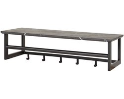 Luxe Kapstok Hangend 6 Haken - Wandkapstok Muur - Kapstokhaak 6x - Kapstokken Industrieel Staand - Wandkapstok met Hoedenplank Hout & Zwart Metaal Landelijk - Wandkapstok met Plank (80 cm x 30 cm x 24 cm)