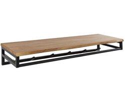 Luxe Kapstok Hangend 6 Haken - Wandkapstok Muur - Kapstokhaak 6x - Kapstokken Industrieel Staand - Wandkapstok met Hoedenplank Hout & Zwart Metaal Landelijk - Wandkapstok met Plank (100 cm x 35 cm x 17 cm)