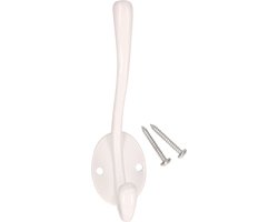 Luxe kapstokhaak - wit - metaal - 12.5 x 8.5 cm - jashaken- garderobe - ophang haken - kapstokhaken