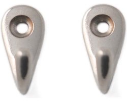 Luxe kapstokhaken - 2x - zilver - messing vernikkeld - enkele haak - 3 x 1,3 cm