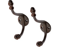 Luxe kapstokhaken / jashaken - 4x - retro roest look - bruin - aluminium - 15 x 3,5 cm