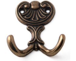 Luxe kapstokhaken - jashaken - antiek brons - dubbele haak - 6,5 x 5,8 cm