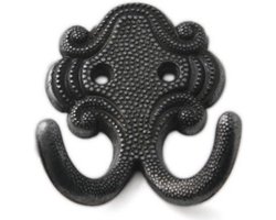 Luxe kapstokhaken / jashaken / kapstokhaakjes zamac - zwart - dubbele haak - 6,7 x 5,2 cm