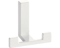 Luxe kapstokhaken of jashaken modern met dubbele haak - wit - 4 x 6 cm - metaal