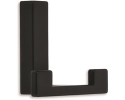 Luxe kapstokhaken - zwart - 4 x 6 cm - metaal - dubbele haak - modern - jashaken - haken - jas ophangen
