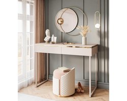 Luxe kaptafel met lades – Elegante make-uptafel met gouden accenten, moderne kaptafel, cosmeticatafel, matte kasjmier – Aurora Collectie HomeByNicole