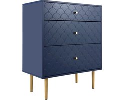 Luxe Kast met 3 lades - Dressoir - Nachtkastjes - Modern - Industrieel - Blauw - 89 x 75 x 40 cm - Woonkamer - Slaapkamer - Nachtkastje