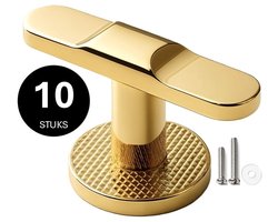 Luxe Kastknop Goud T - Kastknoppen Goud - 10 stuks - Deurknopjes Goud voor kast - T - Deurknop Goud - Deurknopjes Goud - Handgreep - Meubelknop Goud - Meubelknoppen Goud - Deurknopjes Goud - Deurknoppen zilver - Ladeknoppen voor deurtjes