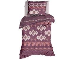 Luxe katoen dekbedovertrek Kae oudrose - eenpersoons (140x200/220) - zacht en hoogwaardig - prachtige uitstraling