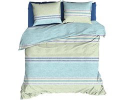 Luxe katoen dekbedovertrek Trevin aqua - extra breed (260x200/220) - zacht en hoogwaardig - prachtige uitstraling