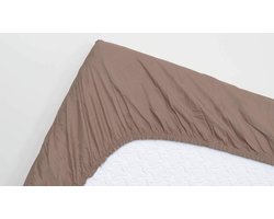 Luxe Katoen Satijn Hoeslaken - Extra Hoog Matras - 120x220 cm - Taupe