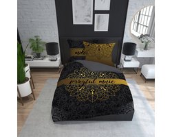 Luxe Katoenen Dekbedovertrek 160x200cm - "Knuffel Me" Zwart Goud