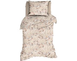 Luxe katoen/satijn dekbedovertrek Diana beige - 140x200/220 (eenpersoons) - stijlvolle dessin - subtiel glanzend en heerlijk zacht - premium kwaliteit