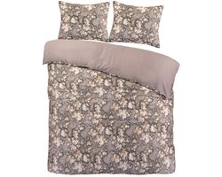 Luxe katoen/satijn dekbedovertrek Liyana beige -140x200/220 (eenpersoons) - subtiel glanzend - extra zacht en fijn - hoogwaardige kwaliteit - prachtige uitstraling