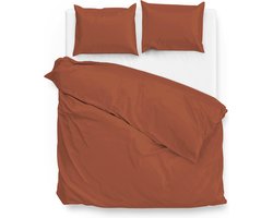 Luxe katoen/satijn dekbedovertrek uni oranje - tweepersoons (200x200/220) - subtiel glanzend - zacht en fijn - hoogwaardige kwaliteit - stijlvolle uitstraling