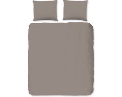 Luxe katoen/satijn dekbedovertrek uni taupe - 240x200/220 (lits-jumeaux) - prachtige kleur - subtiele glans - chique uitstraling - heerlijk zacht en soepel - hoogwaardige kwaliteit - huidvriendelijk en duurzaam - optimale slaapcomfort