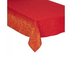 Luxe Kerst Tafelkleed - Tafellinnen - 140 x 240 - Rood met Print - Polyester - Wasbaar 30 Graden