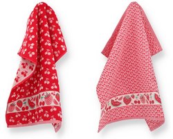 Luxe Keukendoek en Theedoek Fruit Rood - Bunzlau Castle - 100% biologisch katoen - Keukendoek 60x53cm en Theedoek 65x65cm