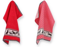 Luxe Keukendoek en Theedoek Hond Rood - Bunzlau Castle - 100% biologisch katoen - Keukendoek 60x53cm en Theedoek 65x65cm
