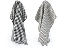 Luxe Keukendoek en Theedoek Kleine Ruit Zwart - Bunzlau Castle - 100% biologisch GOTS katoen - keukentextiel set