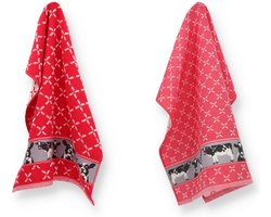 Luxe Keukendoek en Theedoek Koe Rood - Bunzlau Castle - 100% biologisch katoen - Keukendoek 60x53cm en Theedoek 65x65cm