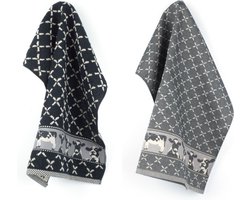 Luxe Keukendoek en Theedoek Koe Zwart - Bunzlau Castle - 100% biologisch GOTS katoen - keukentextiel set