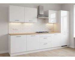 Luxe Keukenkast “R-Line Elegance” – Wandkast 60 cm – Modern Zwart/Wit – Ophangkast met Verstelbare Plank – Strakke Afwerking – Duurzaam Spaanplaat & Melamine – Perfect voor Moderne Keukens