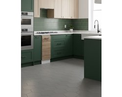 Luxe Keukenkast “R-Line Elite” – Modulaire Wand- & Onderkast – Zwarte Keukenmeubelset met Verstelbare Legplanken – Moderne Keukenopbergkast – 46x30x81,6 cm – Elegant Design & Eenvoudige Montage