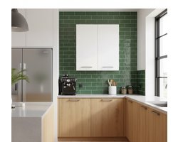 Luxe Keukenkast “R-Line” – Wandkast 60 cm – Moderne Hangkast voor Keuken – Wit/Zwart – Zonder Werkblad – Hoogwaardige Opbergkast met Verstelbare Legplanken – Strak Design & Duurzaam Spaanplaat