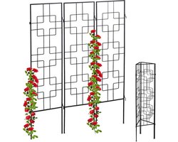 Luxe Klimrek Planten - Plantensteunen voor Klimplanten - Wandrek voor Buiten - Staal - Nature - 3 Panelen 30x122cm - Zilver