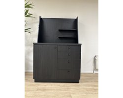 LUXE Koffiemeubel | Koffiekast 4 lades | Black Oak (Zwart) | Coffee corner