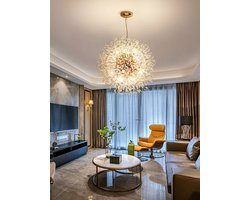 Luxe Kristal Hanglamp - Paardebloem Kroonluchter - Crystal Led Lamp - Goud - 50 cm - Moderne lamp - Hanglamp - Plafoniere
