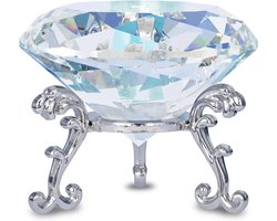Luxe Kristallen Diamant Papiergewicht met Metalen Standaard | Decoratie voor Thuis en Kantoor