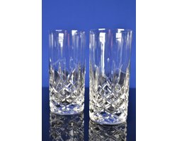 Luxe Kristallen Longdrinkglazen – Set van 2 – Transparante Hoge Glazen met Geslepen Detail