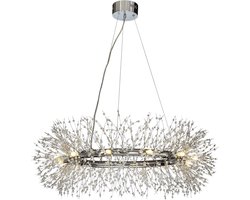 Luxe Kristallen Plafondlamp – Moderne Dandelion Firework Hanglamp Ø100 cm – Inclusief G9 Lampen, Verstelbare Kabel 300 cm, RVS Frame & K9 Kristallen – Voor Woonkamer, Eetkamer of Slaapkamer