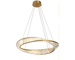 Luxe Kroonluchter - Hanglamp - Met Kristallen - Eetkamer - Woonkamer - Slaapkamer - Kantoor - Goud - 58 cm