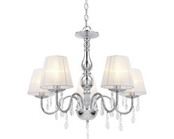Luxe Kroonluchter met 5 Armen en Kristallen Chroom Wit
