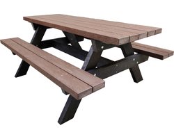 Luxe Kunststof 180cm Picknicktafel - Bruin Kunststof - 6-8 persoons - Duurzaam & Weerbestendig