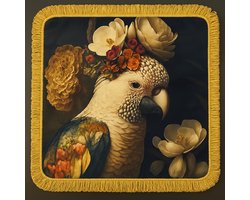 Luxe Kussenhoes met Volants – 45x45 cm – Vogel - Fluweelzacht, Kleurrijk & Stijlvol -De Groen Home