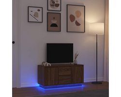 Luxe LED TV-meubel “OakGlow” 100x41x50 cm – Bruin Eiken Design TV Kast met RGB Verlichting, Opbergvakken & Stevig Houtdesign – Casa Dorada