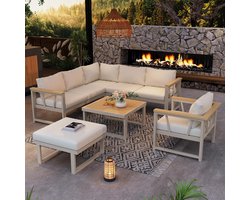 Luxe Loungeset – Weerbestendig – Beige – 182x64x64 cm – Industrohome